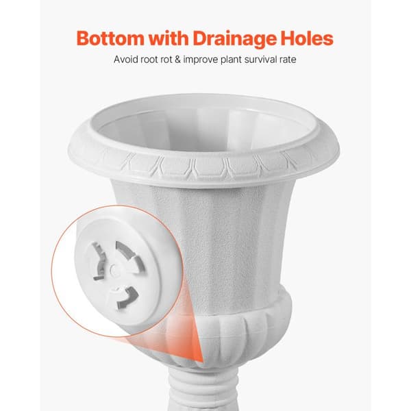 Jardiniär Urn - DUOKU - KD2983W - Plast PP - 25 x 42 cm - Set med 2 Vita Krukor Vit