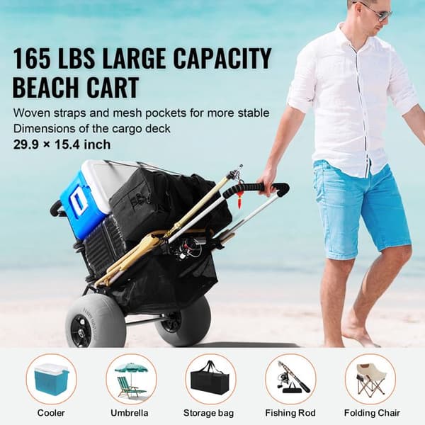 Strandvogn til Sand-Duoku-29,9" x 15,4"-Lasteplatform-Foldbar vogn med ballonhjul