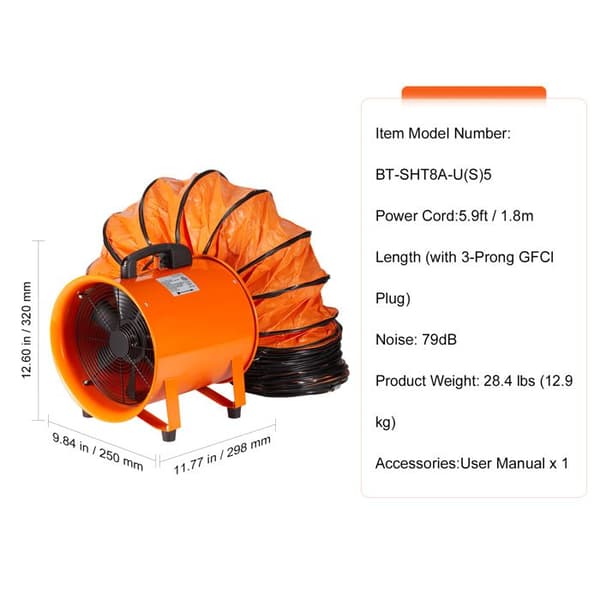 Udvindingsventilator - DUOKU - BT-SHT8A-U(S)5 - 145 W - 1020 CFM - 10,7 kg