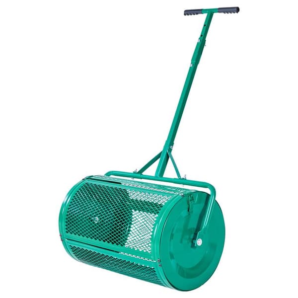Kompost- og Torvspreder-Duoku-60 cm, Rulle til Græs med Justerbart T-håndtag, Stålnetkurv