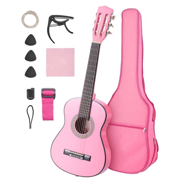 Klassisk gitarr - DUOKU - M5126 - 78 cm (30") - Lind - Komplett nybörjarkit (rosa) Ros