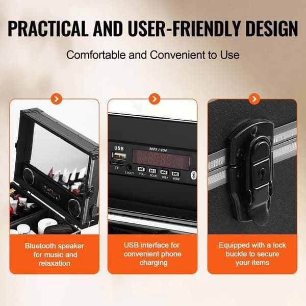 Professionel Makeup Taske-Duoku-Extra Stor Makeup Kuffert-Rejsemakeup Organizer med Hjul