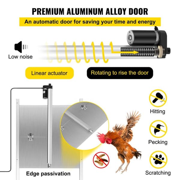 Automatisk dörr för hönshus - DUOKU - SS—KSJLKMQ0003 - 30x30 cm - Ljus sensor & timer - IR sensor, 2 fjärrkontroller
