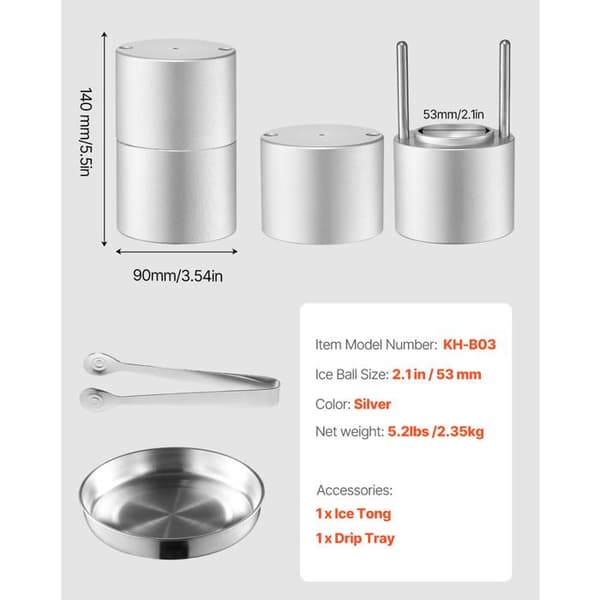 Isbitsform - DUOKU - KH-B03 - Isboll 2,1 tum - Färg Silver - Vikt 3,2 kg Pengar