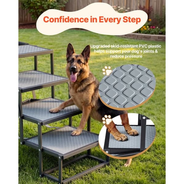 Foldbar trappe til dyr 4 trin - DUOKU - 40x33.2-5 - Kapacitet 181 kg - Skridsikker overflade - Til SUV, senge & sofaer