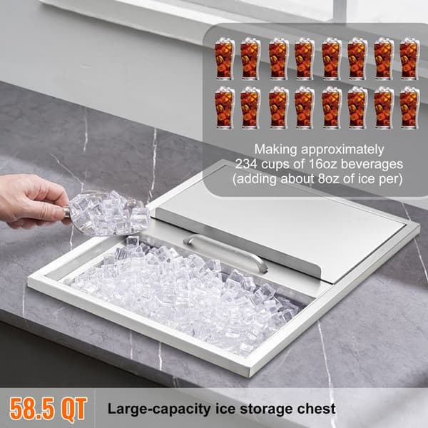 Glacière - DUOKU - 24"L x 18"W x 13"H - Rustfrit Stål - 55,23 L - Isolering 24 timer