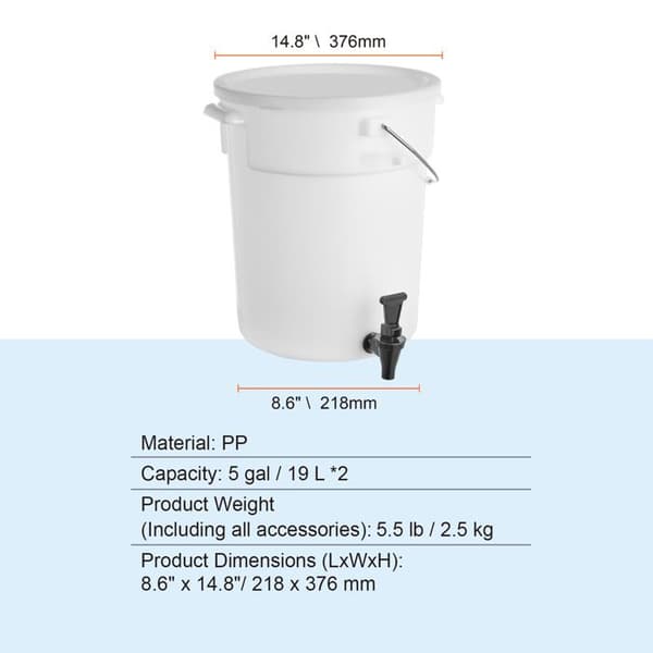 Dryckesautomaten - DUOKU - 5 Gallon - 2 Pack - Plast - Kran och Lock