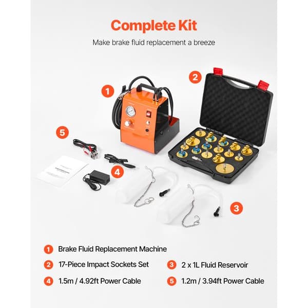 Kit til elektrisk bremseafluftning-Duoku-til jævnstrøm og vekselstrøm-Kit til professionel bremse mastercylinder 220 V