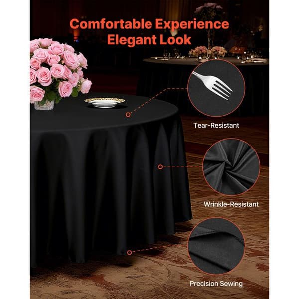 Rund Duk - DUOKU - 3048 mm - Polyester - Fläckbeständig - Set om 6 Svart