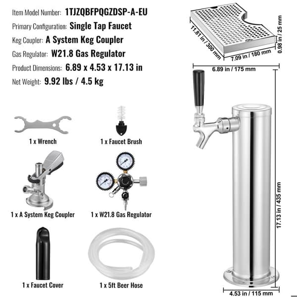 Kit til tur kegerator - DUOKU - Ølbjælker - Rustfrit stål - Enkelt haner - 4,5 kg