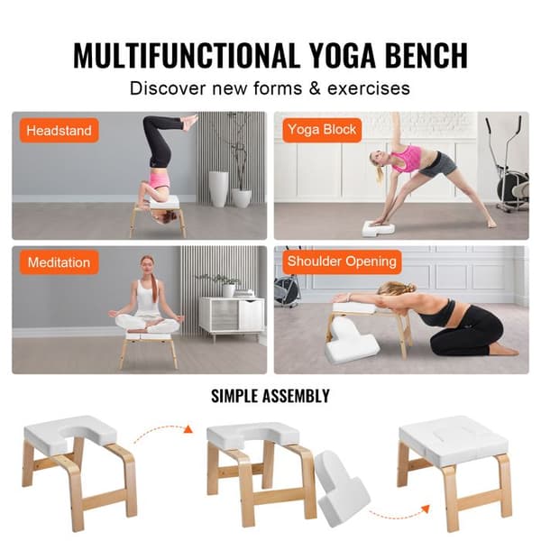 Yoga bank - DUOKU - Inversionsstol - Träram - PU-kudde - Vit Vit