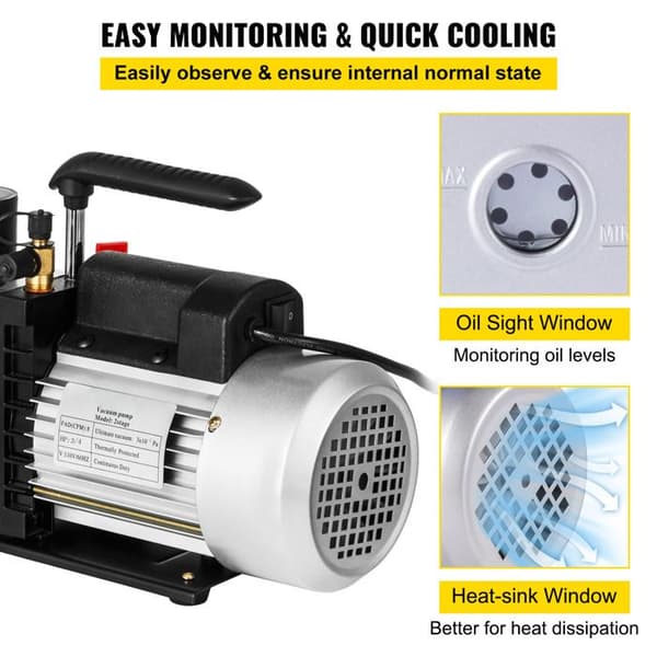 Vakuumpump - DUOKU - 2RS-3 - Professionell - 8CFM - Precision på 15 Mikron
