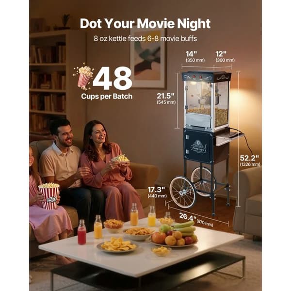 Popcornmaskin - DUOKU - NP08F - 800 W - 0,2 kg - 48 koppar Svart