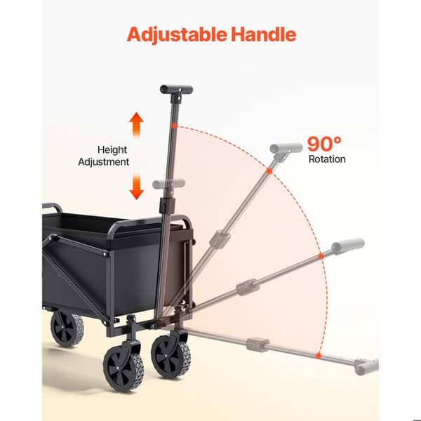 Havevogn - DUOKU - Model W23 - Sammenklappelig - 80 L - Kapacitet 200 lb - Sort Svart