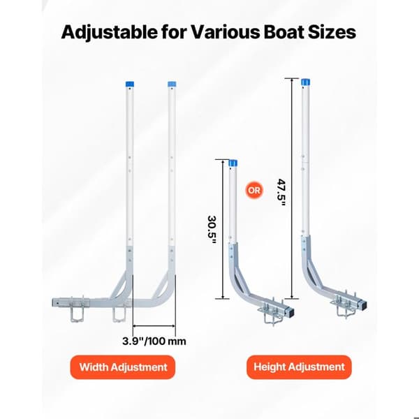 Båttrailer Guide-Duoku-Höjdjusterbar 775 mm/1205 mm-Stål Laststöd