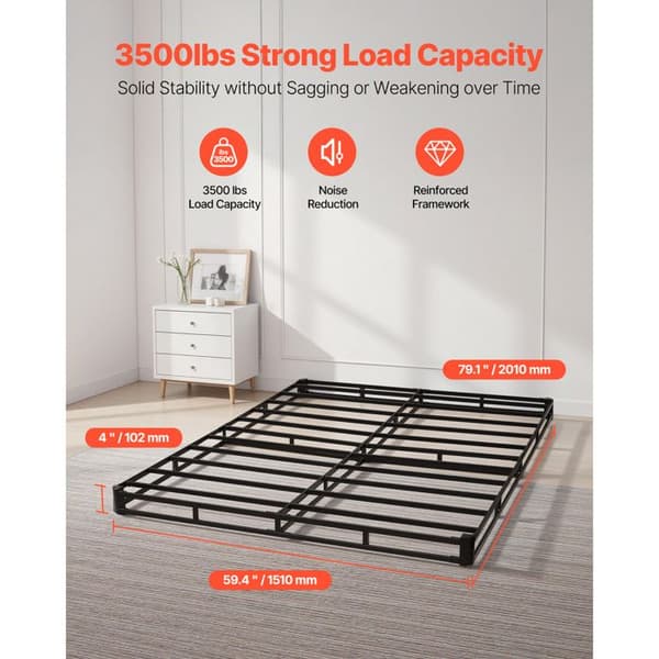 Sengebund - DUOKU - Queen Size Sengramme - Vaskbart Stof - Robust Metalstruktur - 2 Pladser