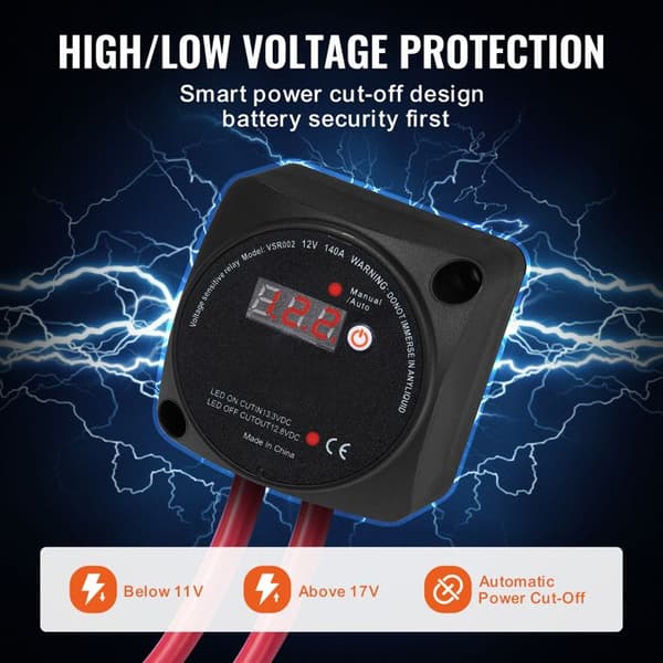 Batteri Isolator Kit - DUOKU - VSR002 - 12 V - 140 A - Manuel og Automatisk