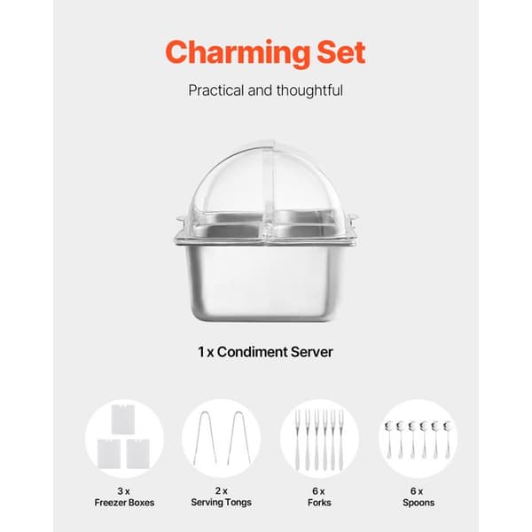Display container for Food Service Counter-Duoku-Stainless Steel Tray-4 Pots and 3 Freezer Boxes