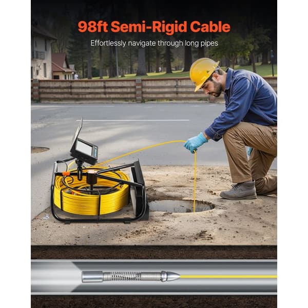 Kloak Kamera - DUOKU - WP9604B - Kabel 30 m - Skærm 4,3" - Batteri 8500 mAh