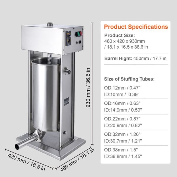 El. Köttfärspress-Duoku-Vertikal 25 L-Motor 200 W-Kontinuerlig Hastighetskontroll-Rostfritt Stål 304