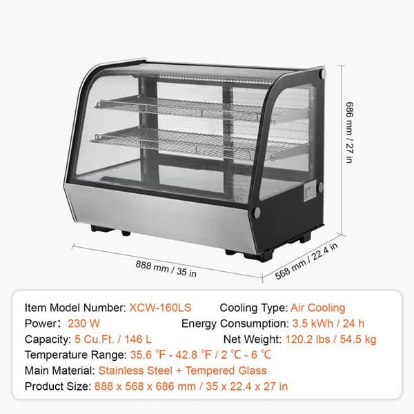 Køleskab - DUOKU - XCW-160LS - 5 pi³/146 L - LED-belysning - Rustfrit stål