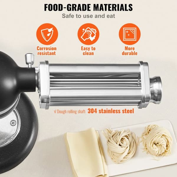 Pastamaskine - DUOKU - KitchenAid Blender - Rustfrit Stål - 8 Tykkelsesindstillinger - 231x71x53mm