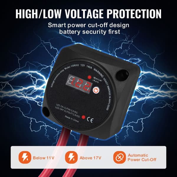 Batteriisolator kit - DUOKU - VSR002 - 12 V - 140 A - Intelligent LCD-skærm