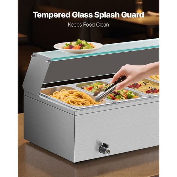 Värmeskål - DUOKU - M-2316 - 1500 W - Rostfritt stål - 6 behållare 1/3