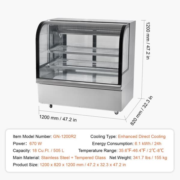 Køleudstilling - DUOKU - GN-1200R2 - 18 Cu.Ft. - Rustfrit Stål - Hærdet Glas