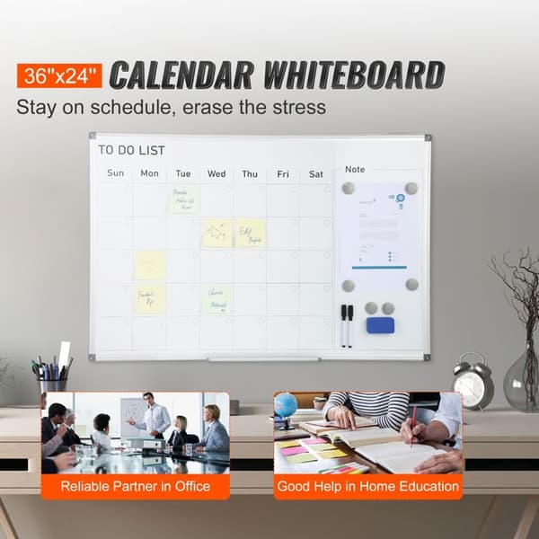 Magnetisk Whiteboard - DUOKU - 36 x 24 in - Torrtavla - Med Kalender - Flyttbar Platta