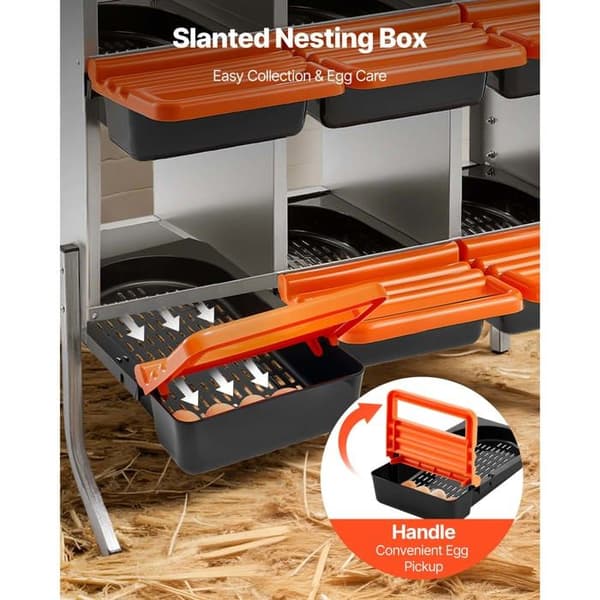 Hönshus (6 fack) - DUOKU - CNB-06-Leg - Galvaniserat stål & plast PP - 79,5×52,5×99 cm - Stödben ingår
