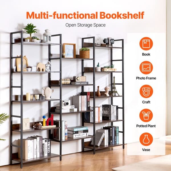 Bibliotek - DUOKU - C240729W-05 - Metall - 14 Nivåer - Rustik Industriell
