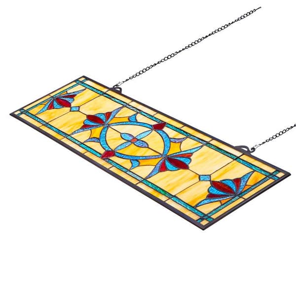 Solfångare i Glasyr-Duoku-81,3 x 25 cm-Hängande Panel med Kedja-Tiffany Stil-Vertikal Rektangulär Form