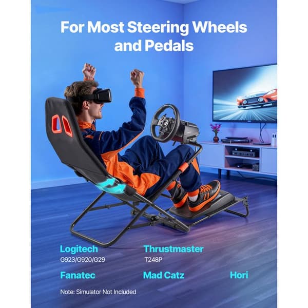 Racerställ - DUOKU - 6001 - Fällbar och justerbar - Säte i andningsbart tyg - Kompatibel med Logitech/Thrustmaster