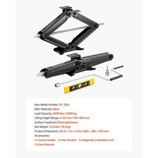 Cric sax - DUOKU - ST-120L - 2 268 kg - 103-595 mm - 2 st stabilisator