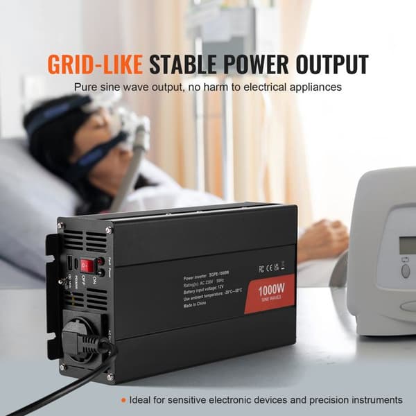 Inverter - DUOKU - SGPE-1000W - 1000 W - 2 AC-stik - 2 USB - 1 Type-C