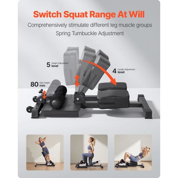 Træningsbænk - DUOKU - Sissy Squat - Sammenfoldelig - Multifunktionel - Sort - 120 kg Svart
