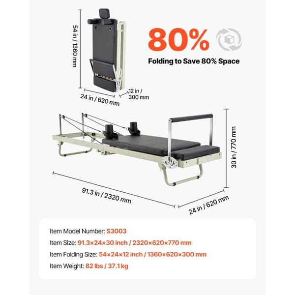 Reformer Pilates - DUOKU - S3003 - Pliable - Dubbel Motstånd - Lasta 181,44 kg