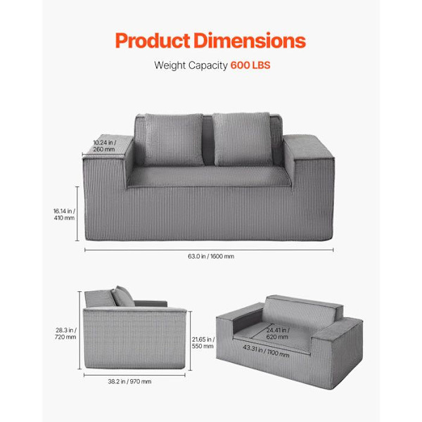 Sofa 2 Pladser - DUOKU - Salonsofa - Plysstræk - 160 cm - Grå Grå