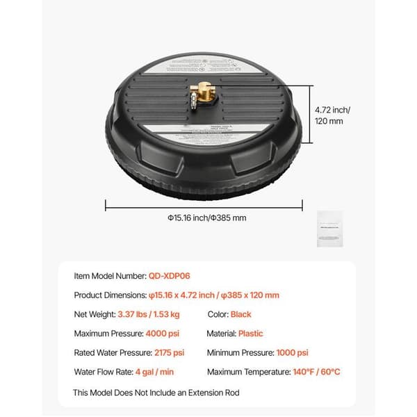 Overfladevasker - DUOKU - QD-XDP06 - 385 mm - Renseaccessorie - Sort Svart