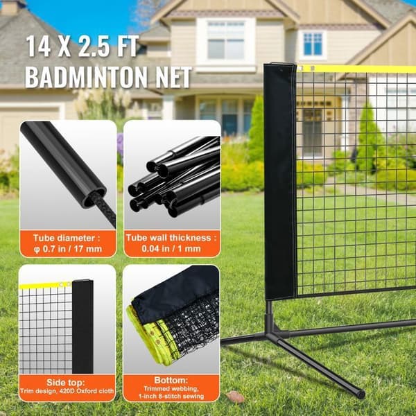 Badminton-net-Duoku-4,3 m-Justerbart volleyball-net-portabel-anvendelse indendørs