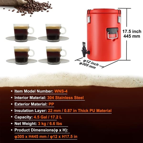 Isothermisk Drikkevare Dispenser - DUOKU - 7.6 L - Rustfrit Stål - Kran - Fødevarekvalitet