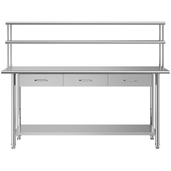 Arbejdsmaskine i Rustfrit Stål - Duoku - til Professionelt Køkken, Dimensioner 182,9x61 cm, 3 Skuffer