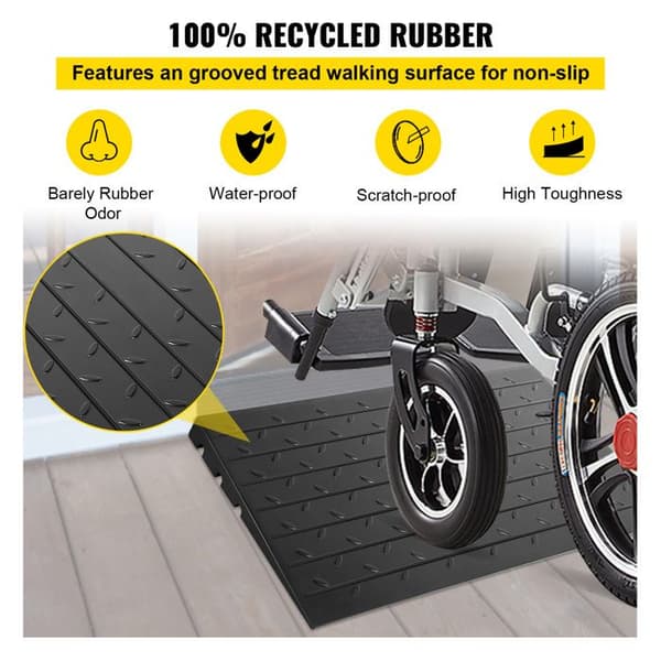 Gummiskynke Ramp - Duoku - 2,6 tum 3 Kanaler - Solid för Rullstol och Scooter