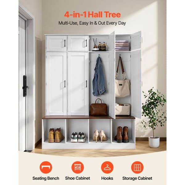 Multifunktionel Krog-Duoku-med Indbygget Bænk, Skoholder og Garderobe, Designet til entreen, Dimensioner 1495 mm