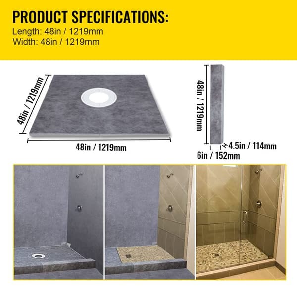 Brusekant - DUOKU - VV-LYDZ-PVC4848Z - 48"x48" - PVC Afløb - Rustfrit Stål Gitter