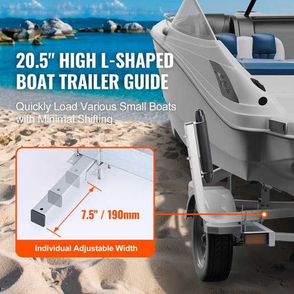 Guide til bådtrailer-Duoku-20,5" justerbar-2 dele-galvaniseret rustfrit stål-robust rulle-til skitrailer