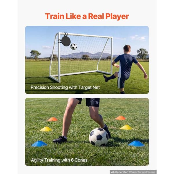 Fodboldmål 2,44 x 1,82 m i PVC-Duoku-med net i PE, bærbart og robust sæt til udendørs træning.