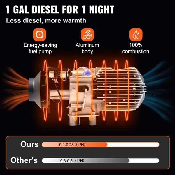 Dieselvarmer-Duoku-12 V 2 kW-med Lyddæmper, 10 L Tank, LCD-Switch–til Biler, Campingvogne