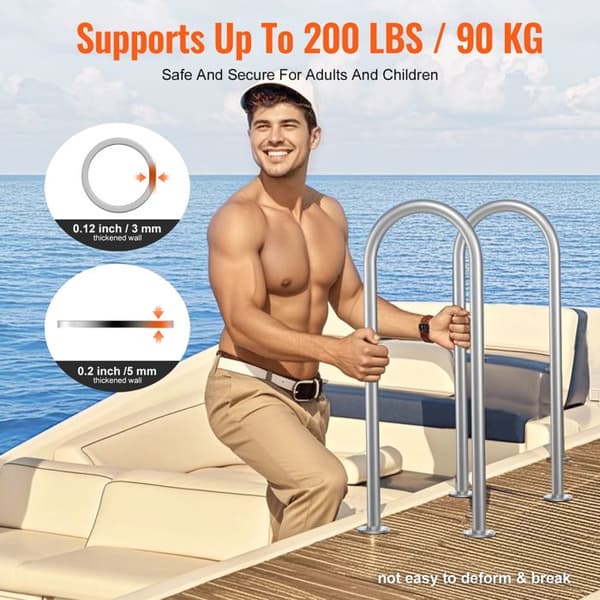 Pooltrappa - DUOKU - 36 x 13 tum - Aluminium - Kapacitet 220 lb - Grå silver